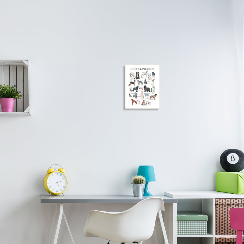 "Dog Alphabet Multiples Races", H 15 po x l 10 po x P 0,5 po