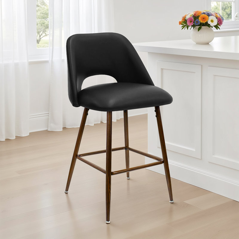 Berneta 26" H Upholstered Counter Stools (Set of 2), Black, 2
