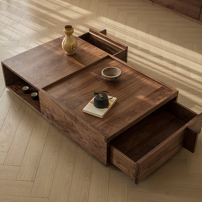 Walnut solid wood TV cabinet coffee table