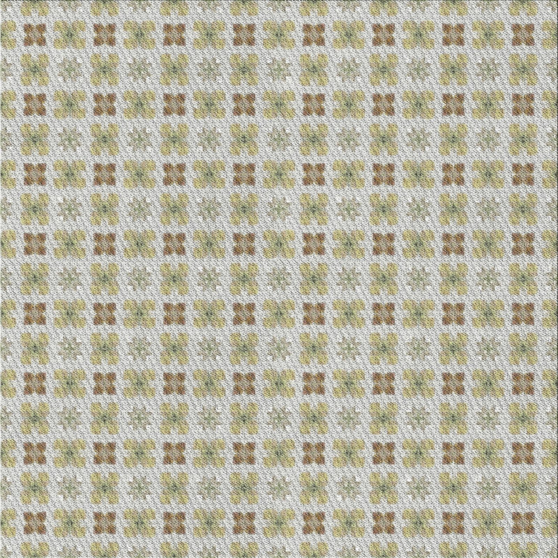Tapis vert/brun à motifs, Carré 3 pi