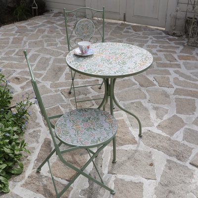 Outdoor Bistro Set for 2 Persons with Ceramic Top , Vintage Small Dining Table and Chairs Set for Patio Balcony Garden