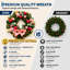 Couronne de Noël pré-illuminée de 61 cm (24 po) avec fleurs de magnolia roses et boules décoratives électroplaquées