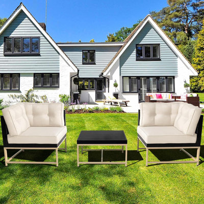 Ensemble de chaises de patio pour l'extérieur avec canapé modulaire en rotin et coussins lavables