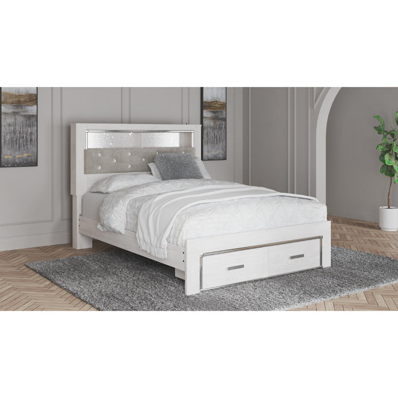 Beamond Upholstered Bookcase Bed, Queen