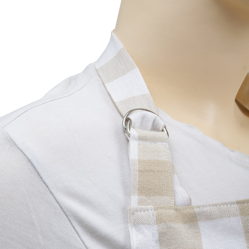 Dorine Plaid Cotton Bib Apron, Beige/White
