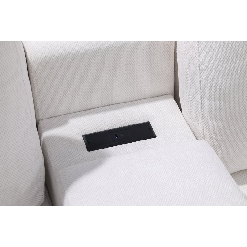 7-piece Corner Sectional With Cupholder Console With Storage & Usb Port, White Chenille