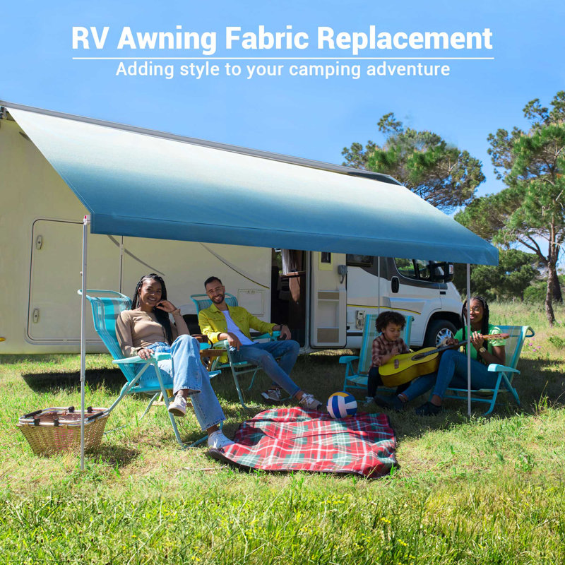 Yescom 96'' W D Fabric Blue/White Cover Retractable Patio Awning