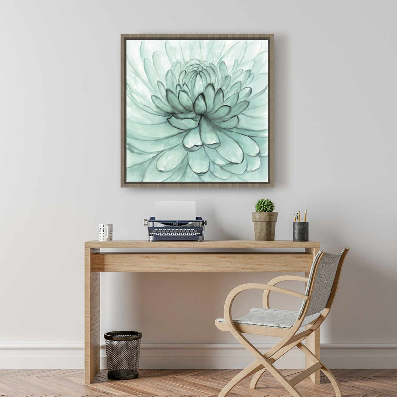 Toile encadrée fleur turquoise - art mural de chambre à coucher botanique