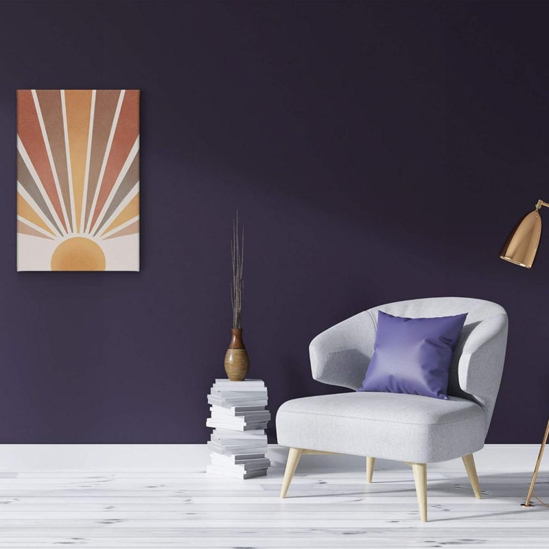 «Terracotta Retro Sunburst», art mural, impression abstraite boho H 32 po x l 24 po