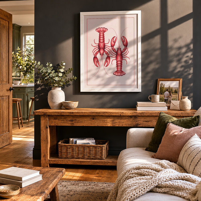 Lobster Study Botanical - Framed Print, A4 - 29.7 x 21.0 cm, White