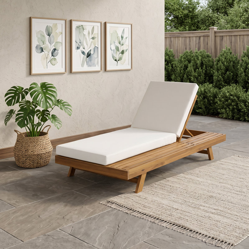 Méridiennes de patio avec coussins, Cream Teak