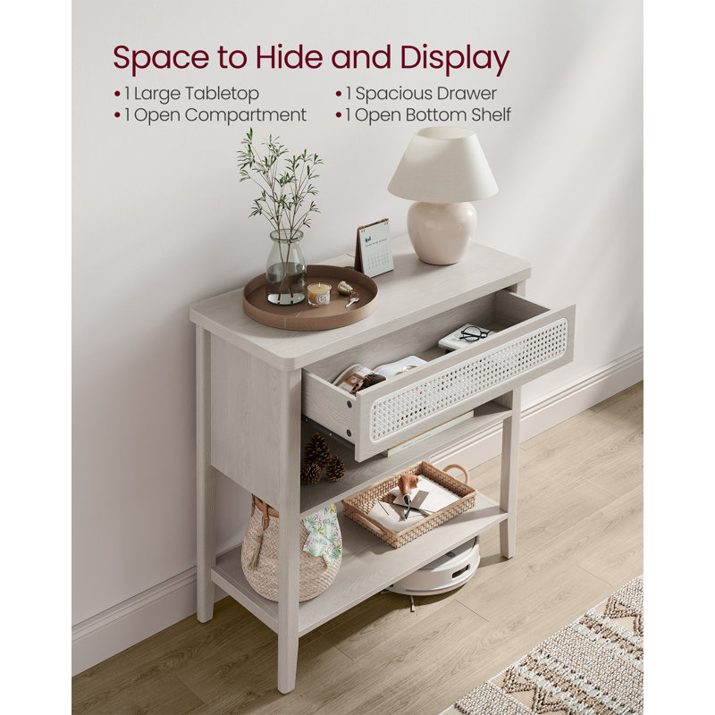 Aristeia Console Table with Drawer and Power Outlets, Otmeal Beige