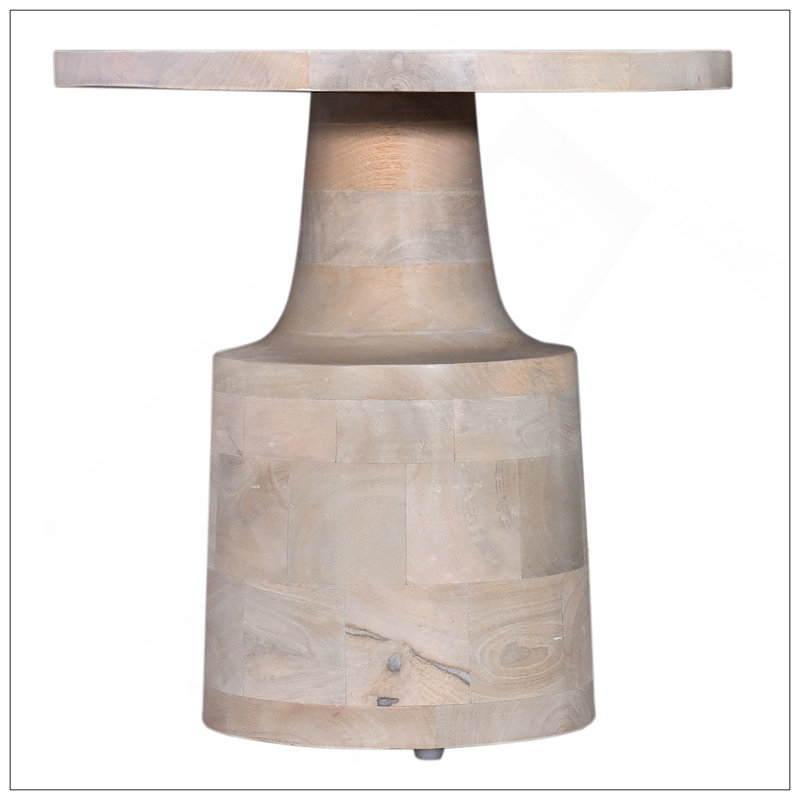 Table d'appoint ronde en bois massif avec base à piédestal, table d'appoint pour canapé de salon, brun clair