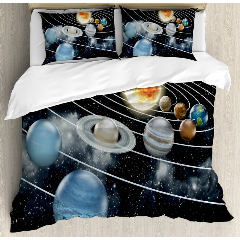 Galaxy Modern & Contemporary Polyester Geometric Shapes Duvet Cover, King