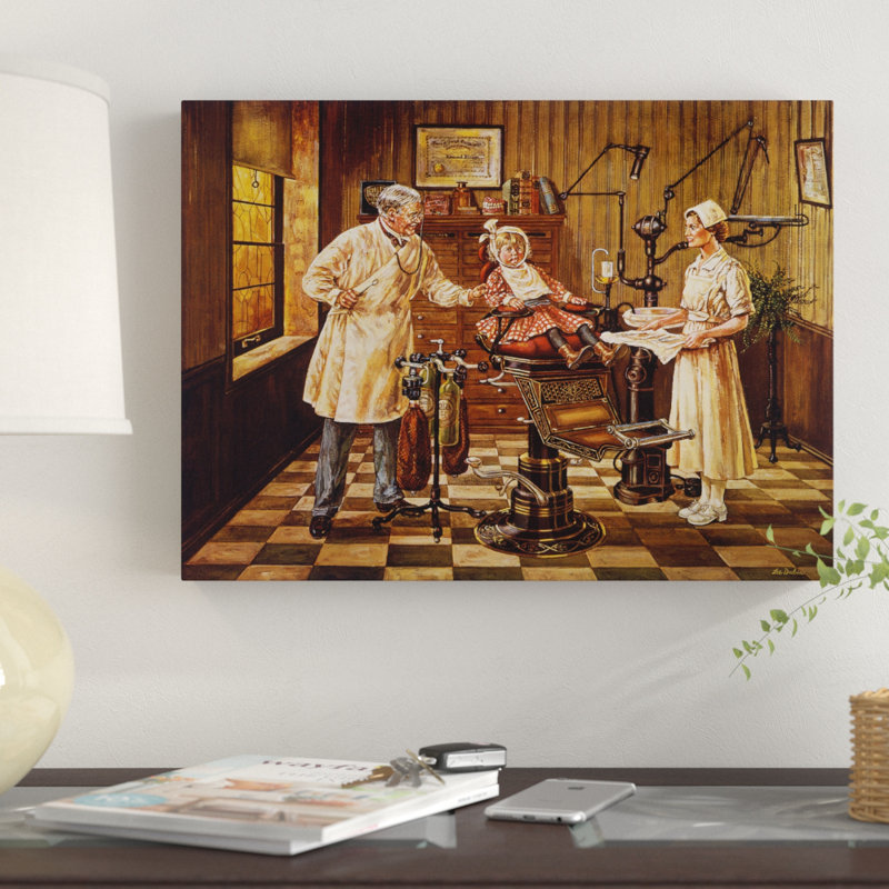 « dentiste office », reproduction de peinture à l’acrylique sur toile tendue, H 35 po x l 47 po x P 2 po