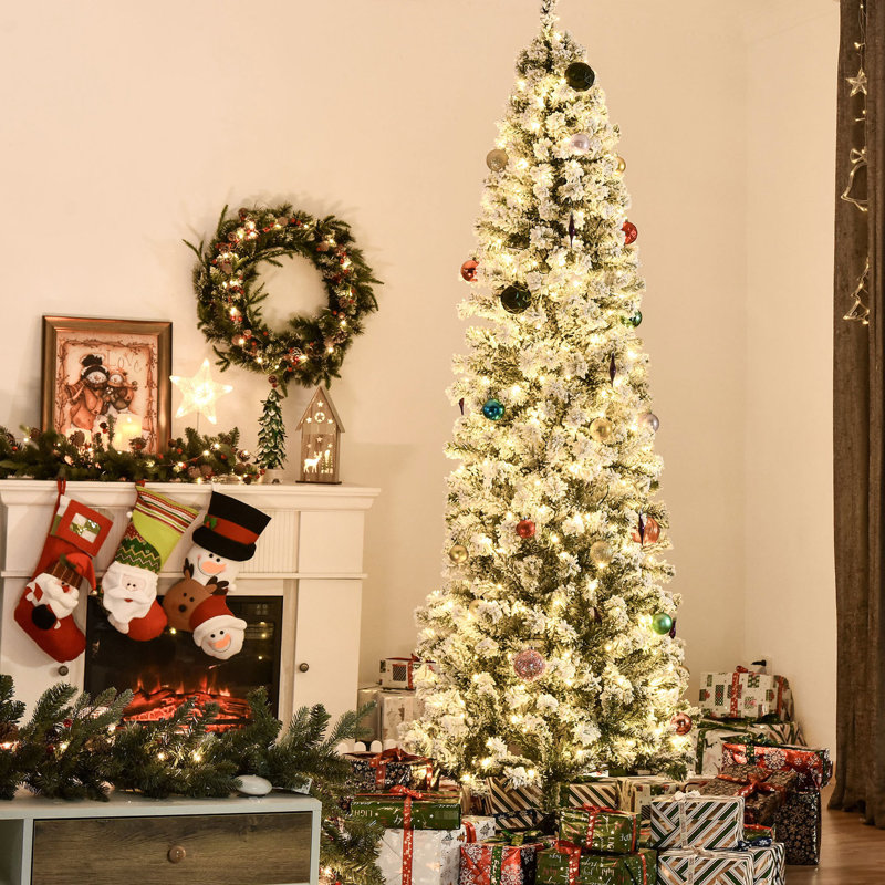 Arbre de Noël artificiel, 7,5 pi, 350 lumières, arbre à base de couleur avec branches chaudes, 7,5 pi
