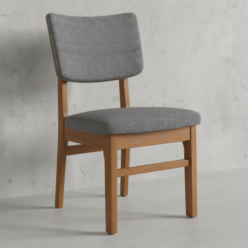 Ensemble de quatre chaises de salle à manger rembourrées ergonomiques de style Mid-Century moderne, Gris