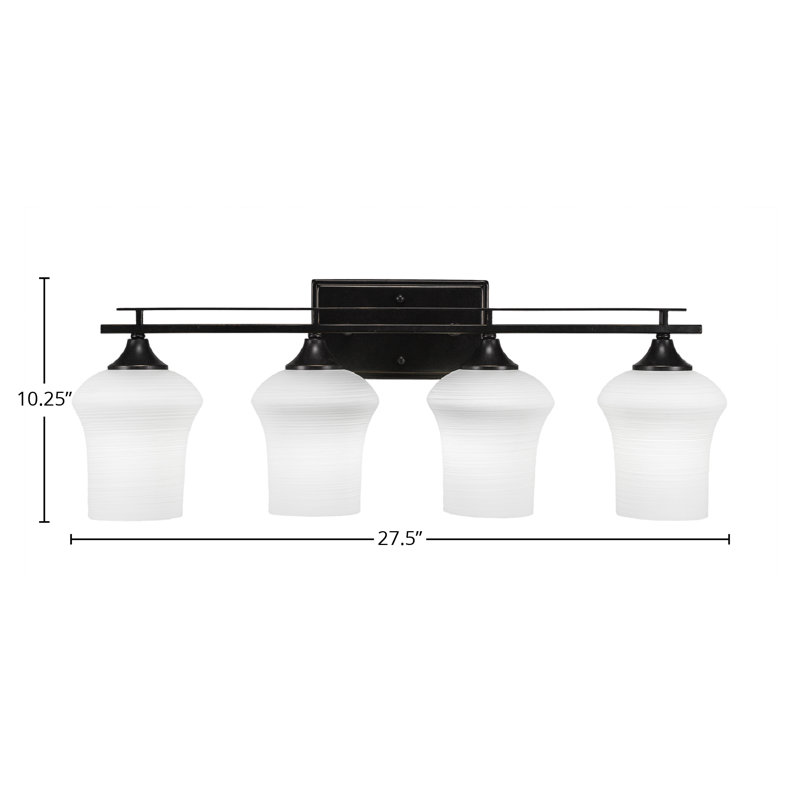 Uptowne 4 Light Bath Bar Shown In Dark Granite Finish With 5.5” Zilo Cayenne Linen Glass, Cayenne, Dark Granite