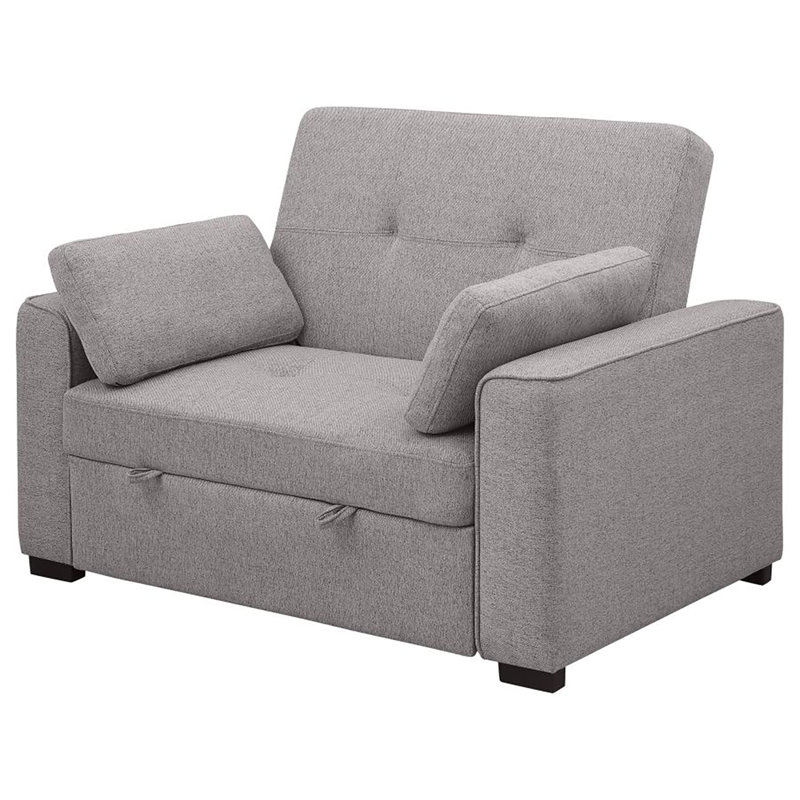 Upholstered Convertible Sleeper Sofa Bed, Gray Polyester