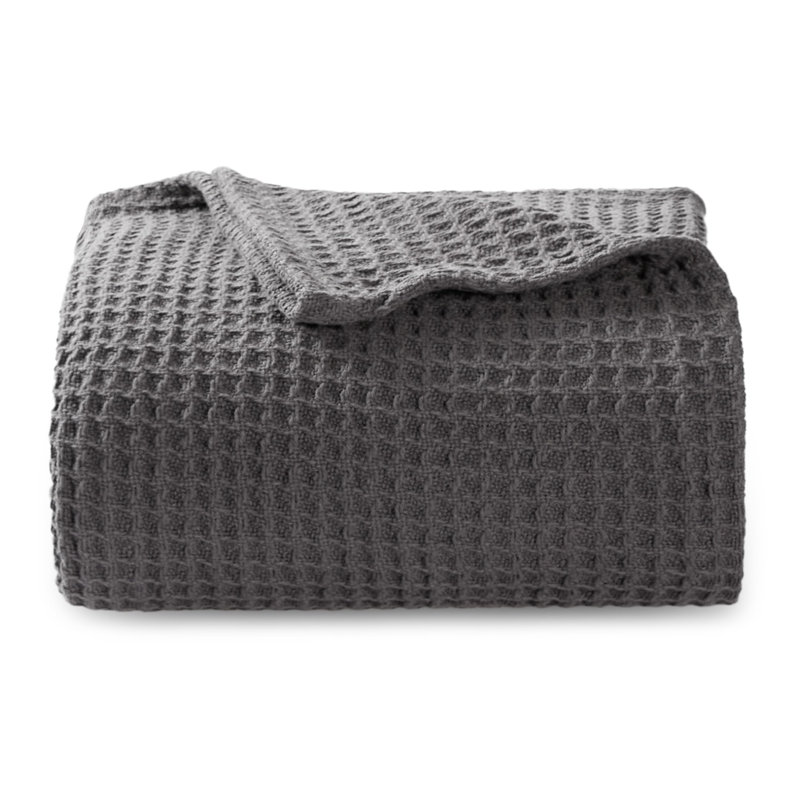 Jeté 100% coton 406 g / m² Literie respirant gaufré GentleSoft ™, Grand lit, Gris clair