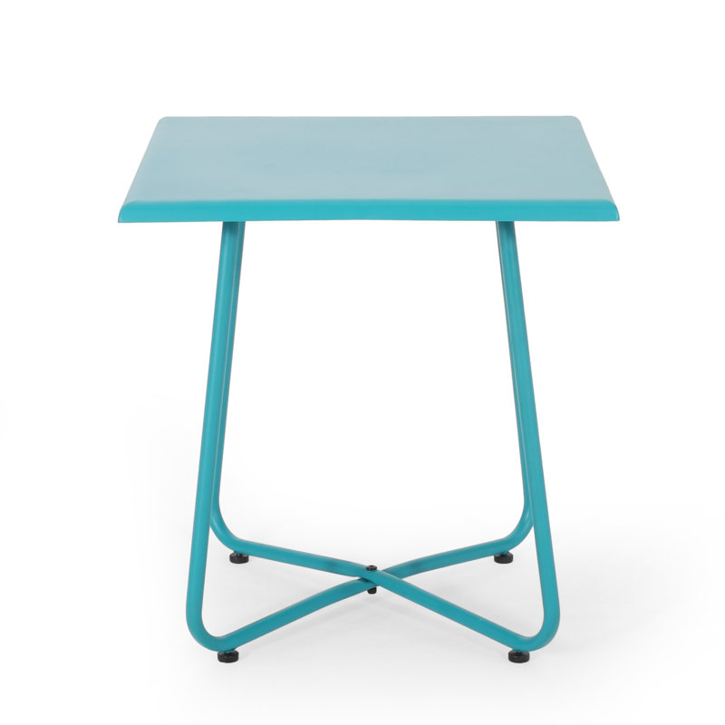 Teal Steel 18" Modern Outdoor Side Table