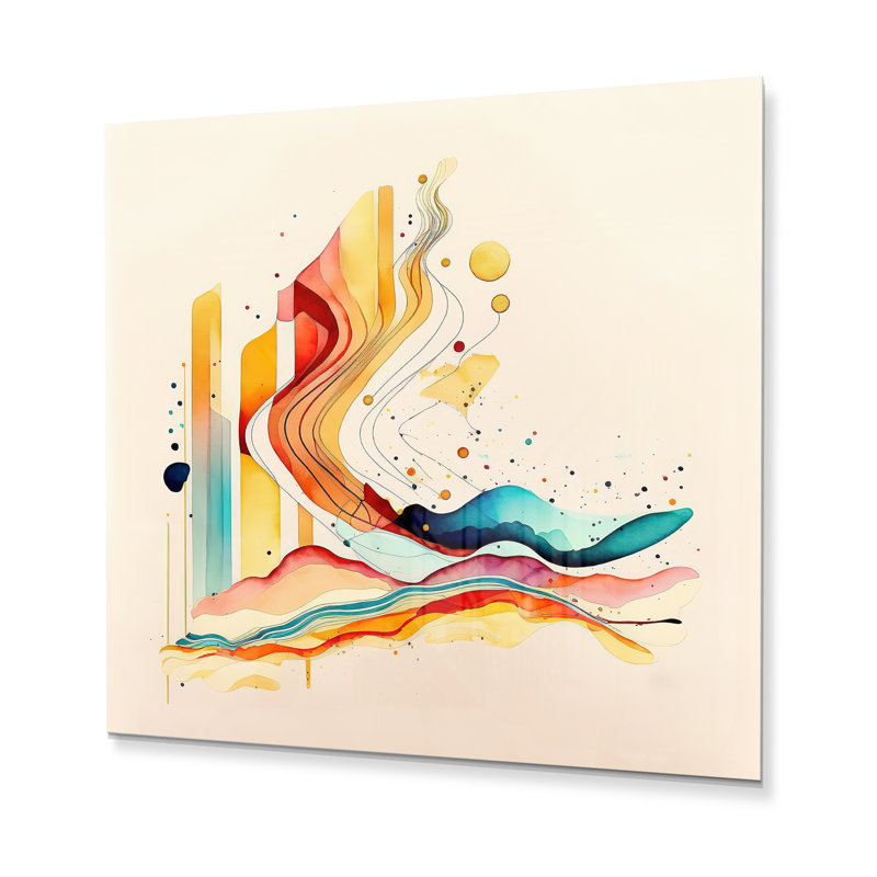 Mouvement aquarelle multicolore - décoration murale moderne en métal, H 16 po x l 16 po x P 1 po
