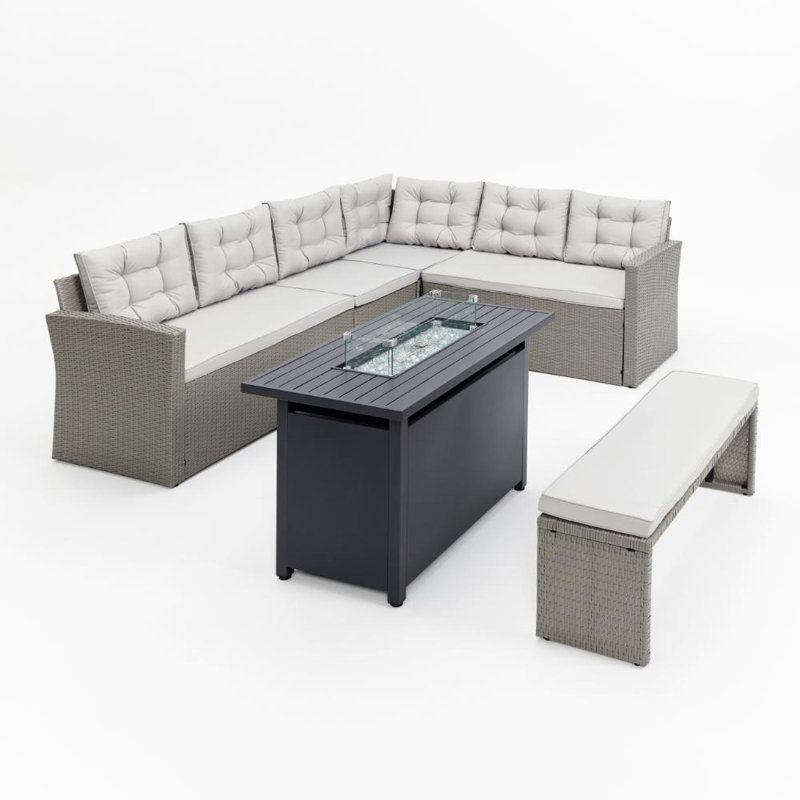 Osprey Wicker 8 - Person Garden Lounge Set with Cushions