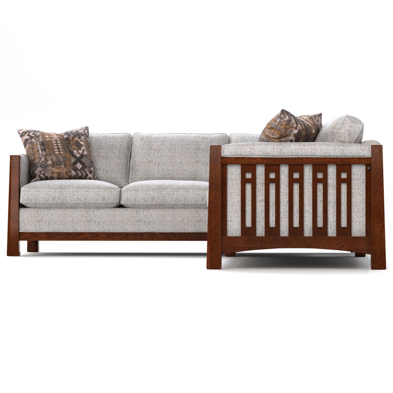Highlands Sectional, Medium Wood, Right Hand Facing