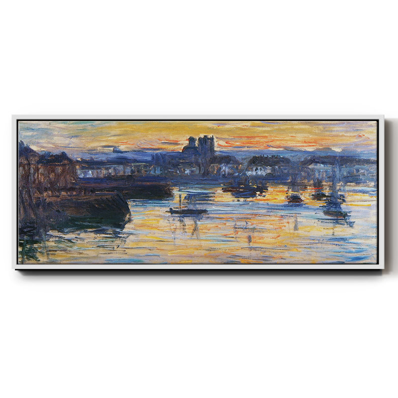 Le port de Dieppe, soirée, 1882 - Toile encadrée, H 8 po x l 20 po