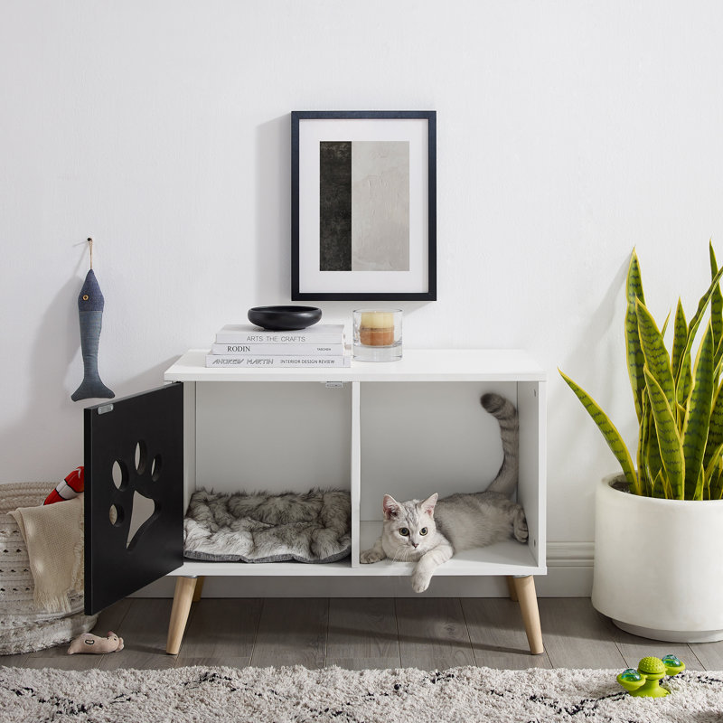 Sam's Pets Convertible 22" Black and White Cat Condo End Table