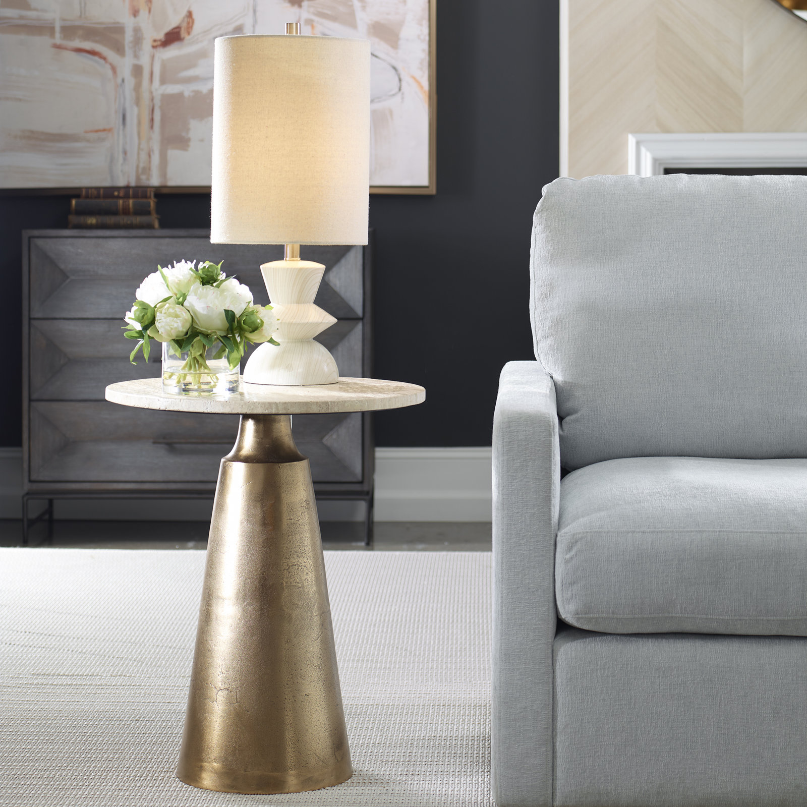 Sumiya Antique Brass Accent Table