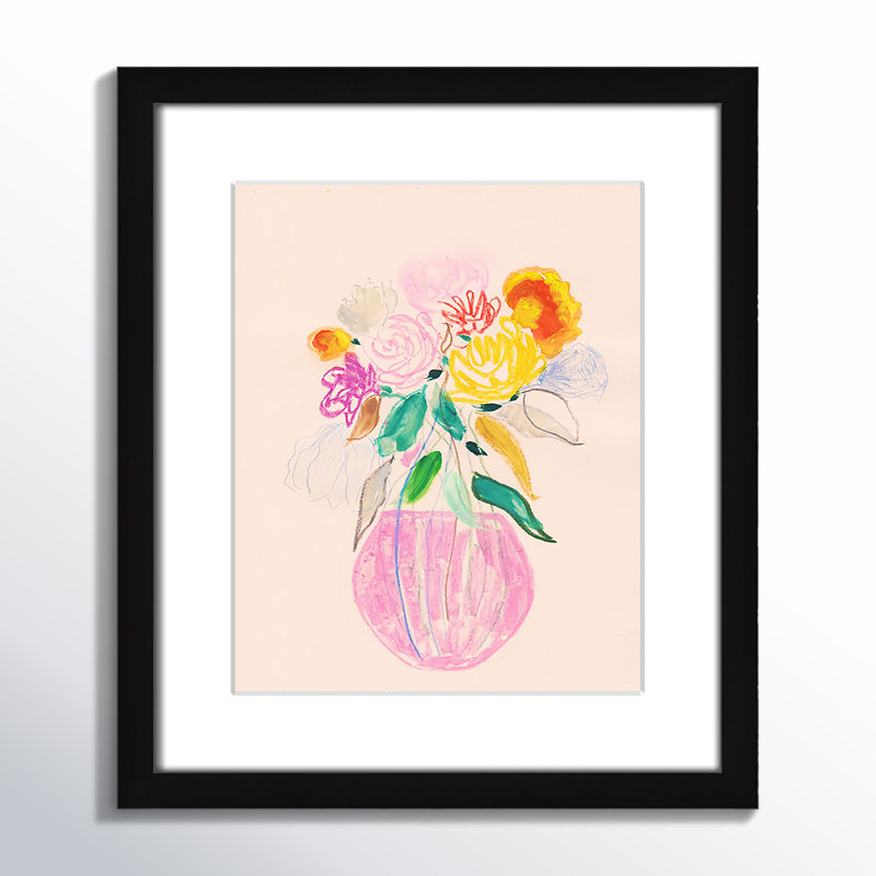 Simple floral I Print par Bea Dina, Papier avec cadre simple noir, Blanc, H 15 po x l 13 po x P 1,25 po