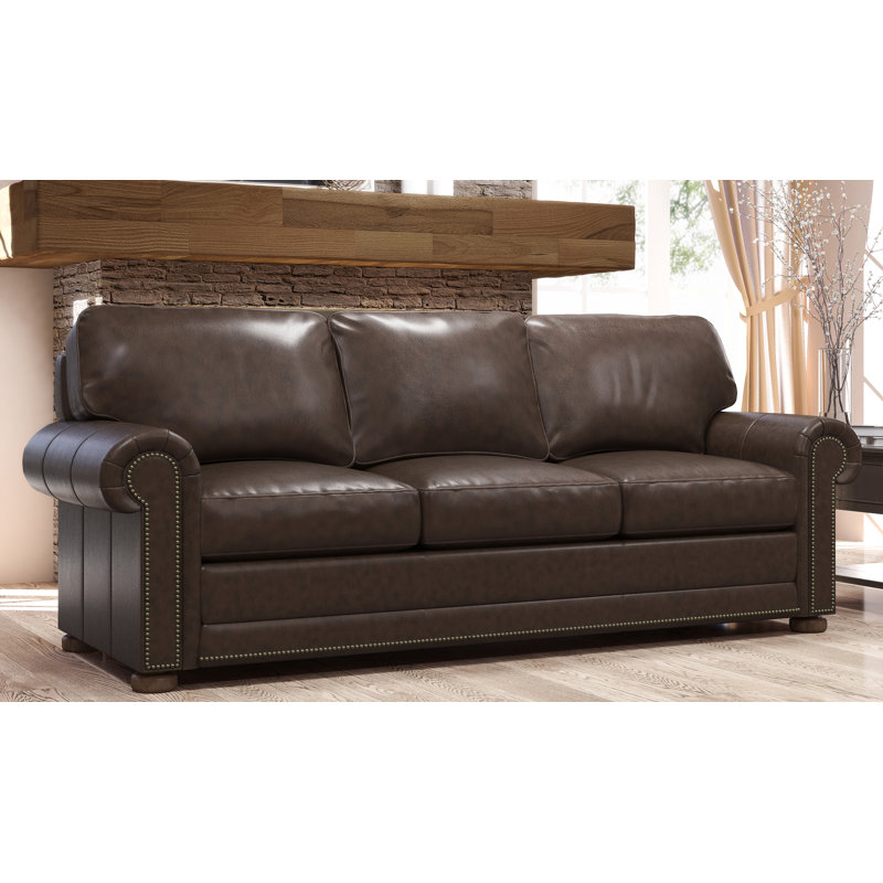 Ensemble de salon en cuir 2 pièces Sopheak, Cuir véritable châtaignier