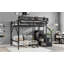 Lit mezzanine double avec escalier, lit mezzanine double en métal avec tablettes de rangement, lit mezzanine haute avec garde-robe pour enfants, noir (Old Skuw2580s00037)-1398557021