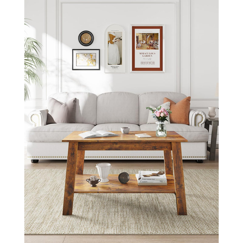 31.5 Inch Coffee Table with 2-Tier Storage, Modern Industrial Rectangular Living Room Table, Compact MDF & Particle Board Build, Durable & Easy Assembly, Ideal for Apartments & Offices
