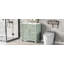 Meuble-lavabo de 30 pouces avec lavabo, meuble-lavabo autoportant vert avec tiroir rabattable, 3 tiroirs et armoire de rangement, bois massif et panneau de fibres à densité moyenne, plateau de lavabo en céramique