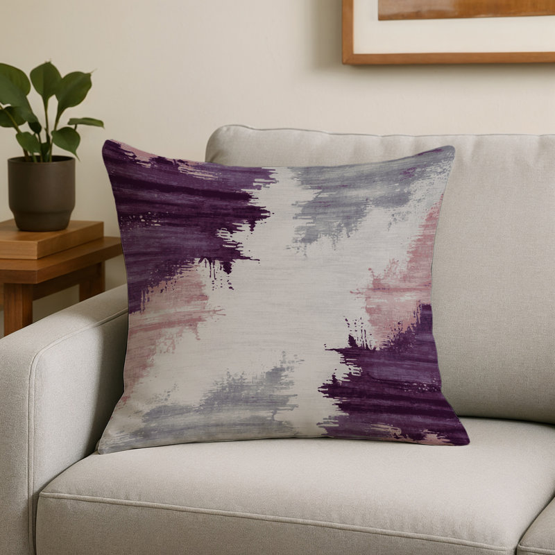 Watercolor Gray Indoor and Outdoor Throw Pillow, Square 16", Gray Abstract 104
