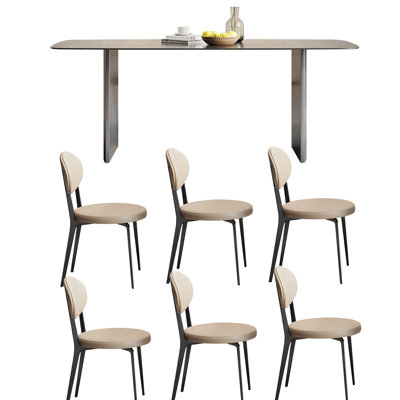 Ensemble de salle à manger moderne en acier inoxydable