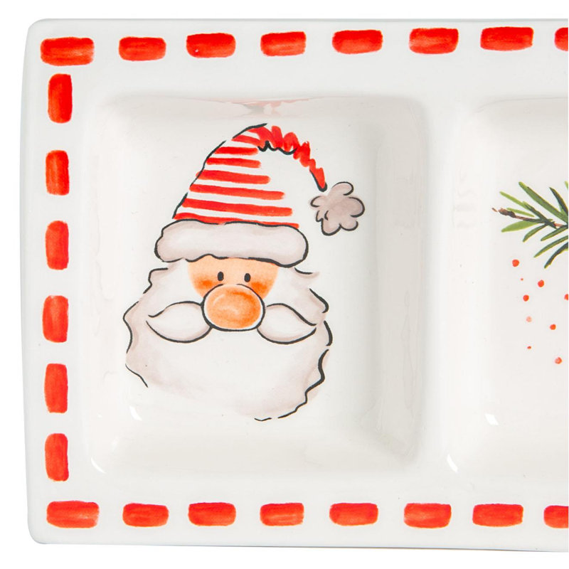 Nicola Spring - Father Christmas Snack Plate - 32 x 13.5cm - White