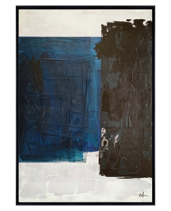 Formelle Single Picture Frame Painting on Wood, 130 cm H x 100 cm W, Black
