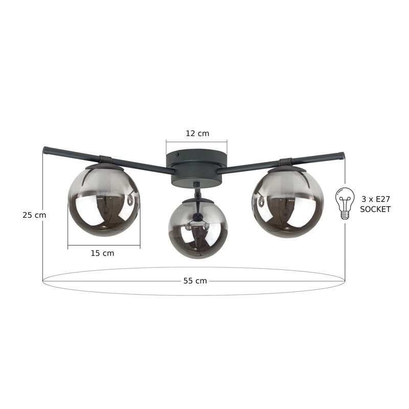 Apeks 3-light Flush Mount, Black