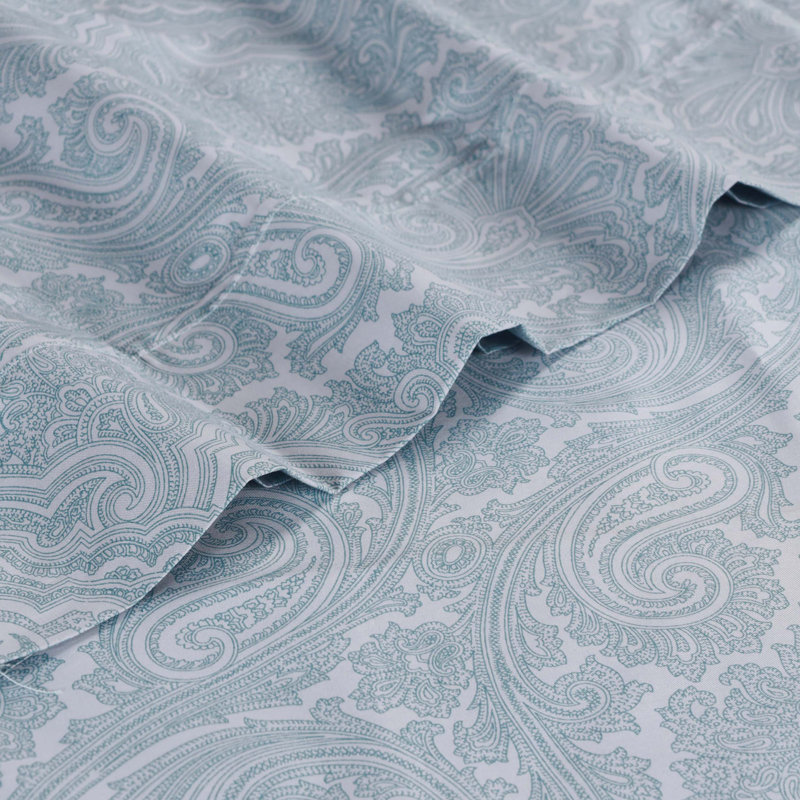 Blue Queen 600 Thread Count Cotton Blend Paisley Sheet Set