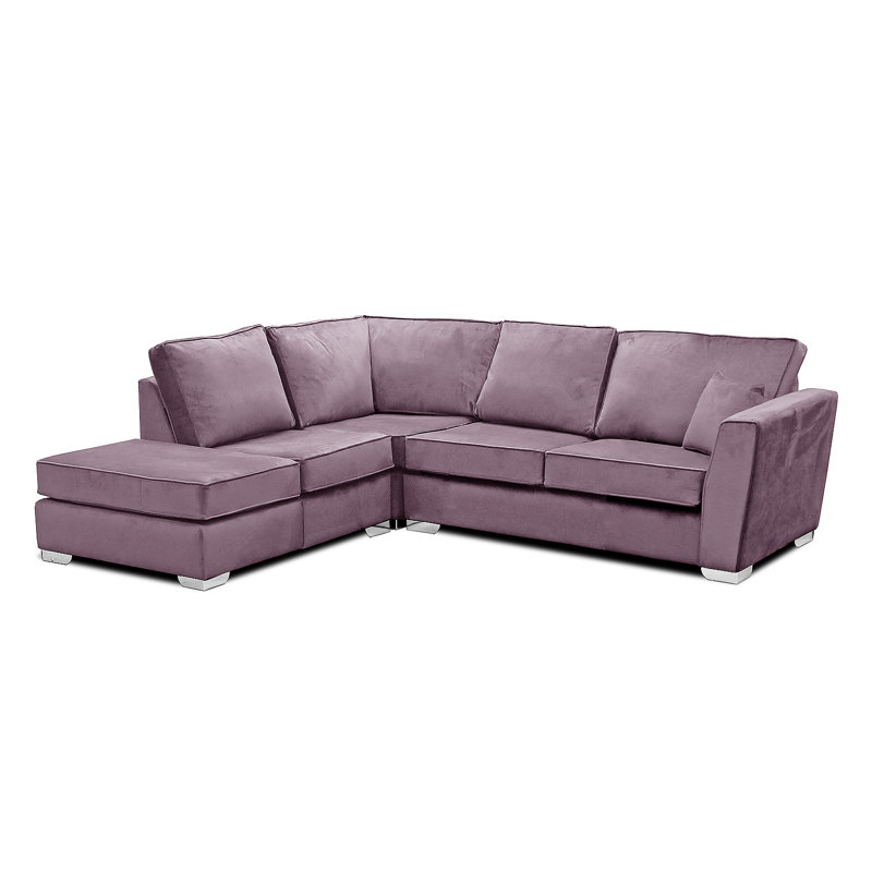 Quade 5 Seater Velvet Sofa & Chaise, Left Hand Facing, Lavender