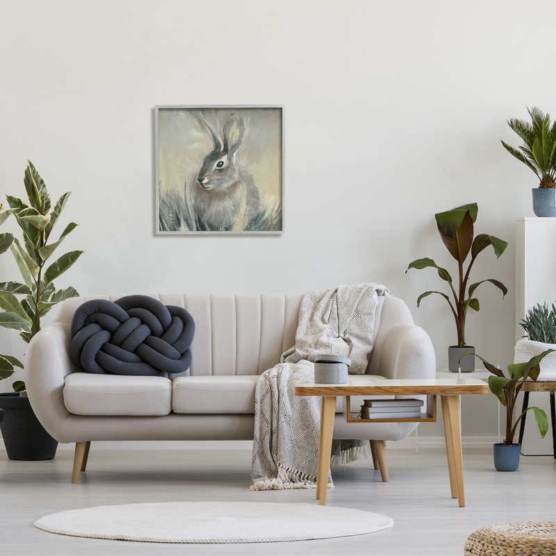 Portrait d'un lapin gris et jaune, L 24 po x H 24 po, Estampe numérique Farmhouse
