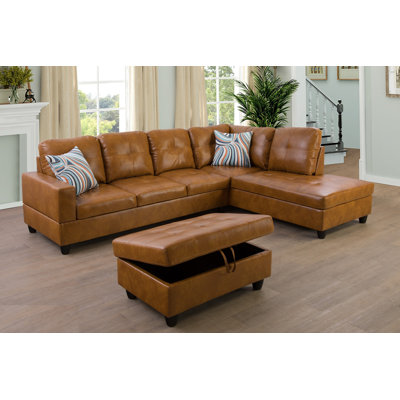 Brevard Faux Leather L-Shaped Sectional