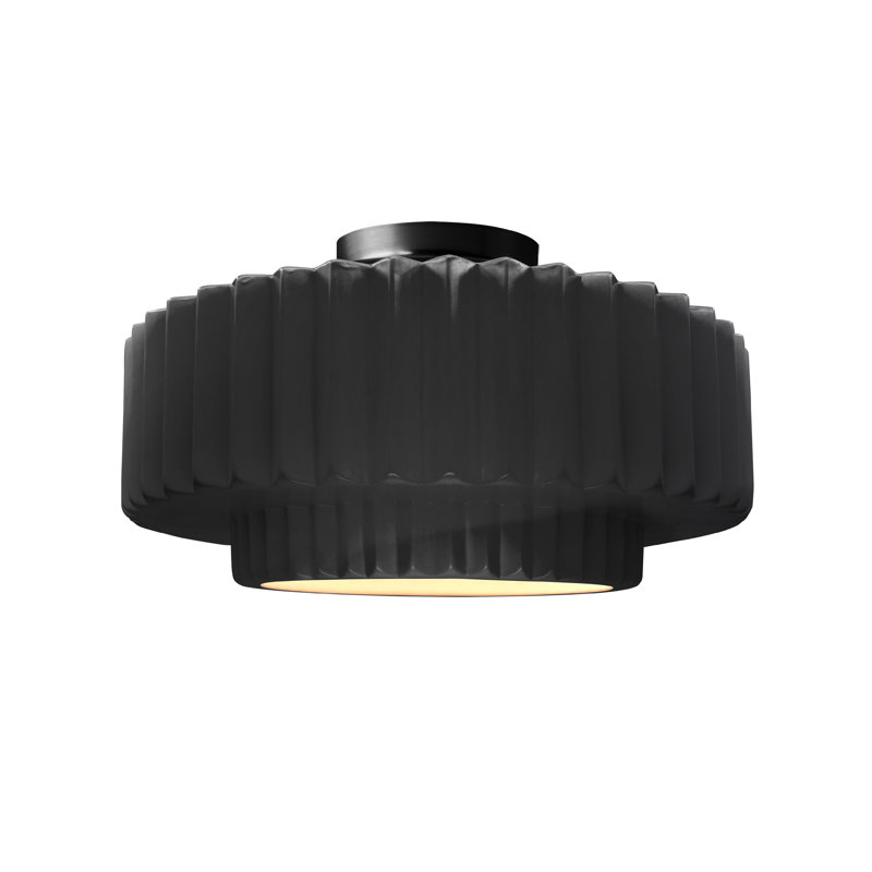 Plafonnier semi-encastré en céramique Radiance, H 7,25 po x l 14,5 po x P 14,5 po, Lustre noir, Noir mat
