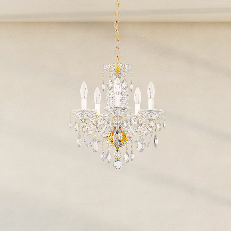 Sterling 5 Light 16in x 18in Chandelier in Gold with Clear Heritage Handcut Crystals, Gold, Chinese (K9)