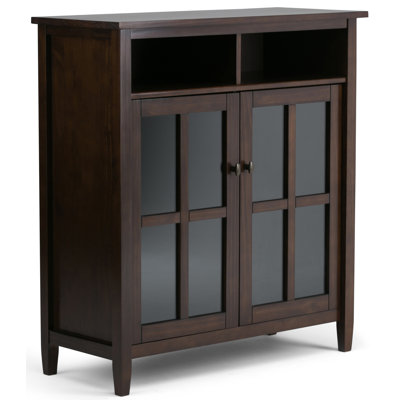 Armoire multimédia moyenne avec rangement ouvert et porte en verre Warm Shaker