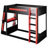 Twin Wooden Gaming Bunk Bed with Desk, Two Storage Shelves, USB Charging & LED Light,Black+Red-2009970005-2009969994