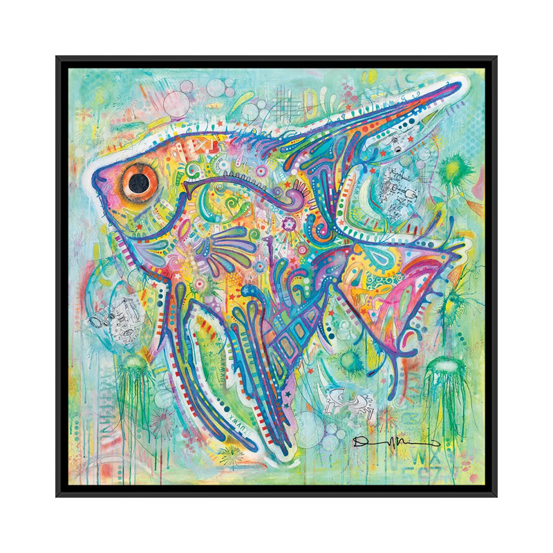 « angel », peinture sur toile tendue, H 12 po x l 12 po x P 1,5 po, Cadre noir